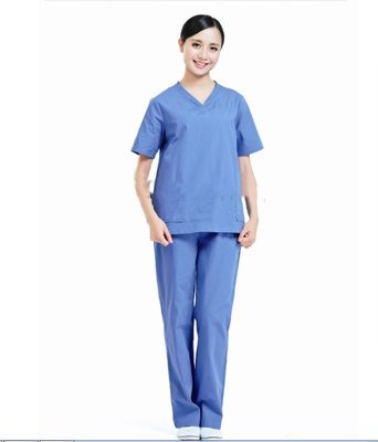Blanc bleu Uniforme infirmier de l'hôpital Tissu coton polyester infirmier Tissu 100*52 Densité