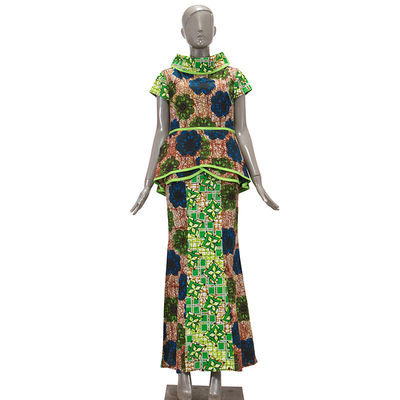280gm Pagne de coton résistant à l'abrasion Super Wax Hollandais pour tissu de robe en Afrique