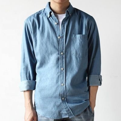 Les plaids, le modèle 21s, 100% coton, imitation de denim, chemise mince, denim tricoté pour une chemise.
