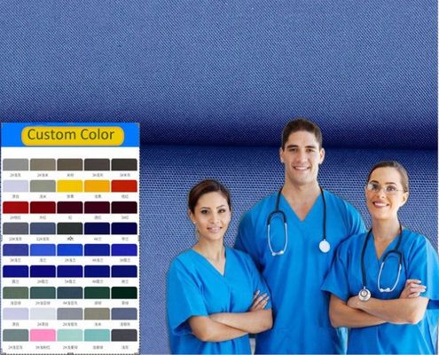 Poids moyen Tissu léger de poivre de pêche 65% Polyester 35% coton pour vêtements médicaux