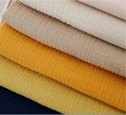 Finition à crêpes 100% coton muslin Tissu de gaze pour couverture de bébé et pyjama style solide