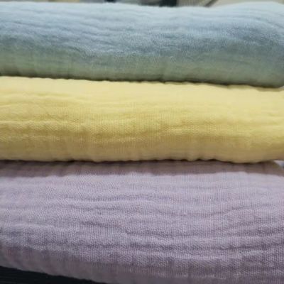 Finition à crêpes 100% coton muslin Tissu de gaze pour couverture de bébé et pyjama style solide
