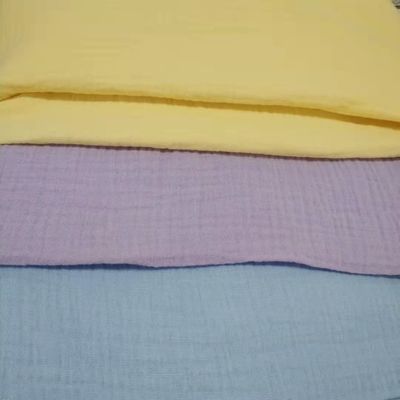 Finition à crêpes 100% coton muslin Tissu de gaze pour couverture de bébé et pyjama style solide