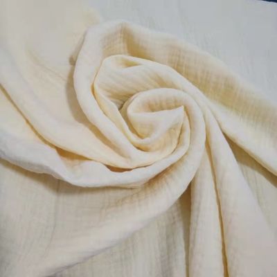 Finition à crêpes 100% coton muslin Tissu de gaze pour couverture de bébé et pyjama style solide