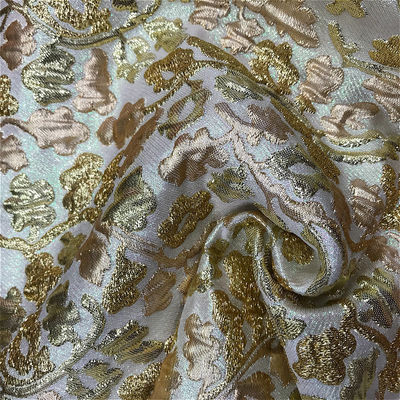 Fabrique de brocart en jacquard métallique 100% polyester en couleur prête à l'emploi pour vos besoins